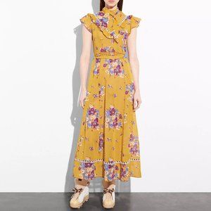 Coach Daisy Bouquet Sleeveless Western Dress With Necktie